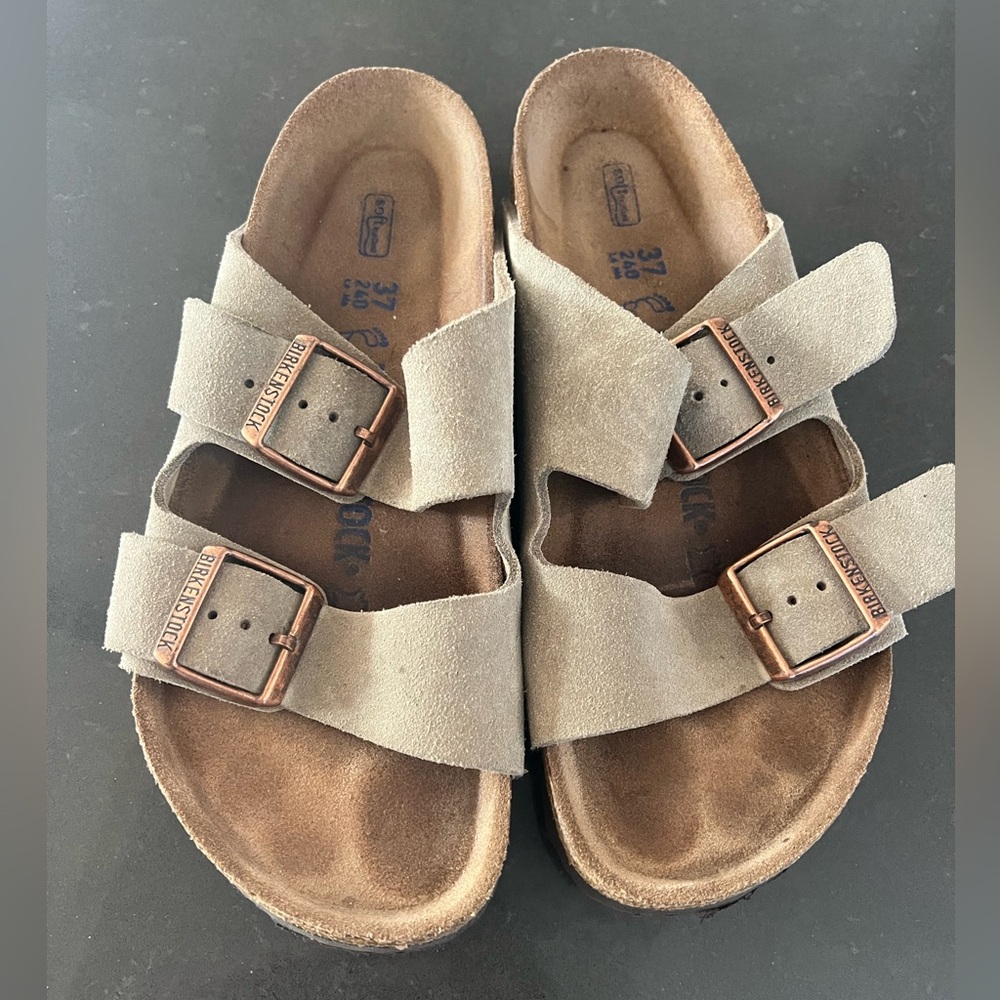 Birkenstock Arizona Suede Taupe Sz 37